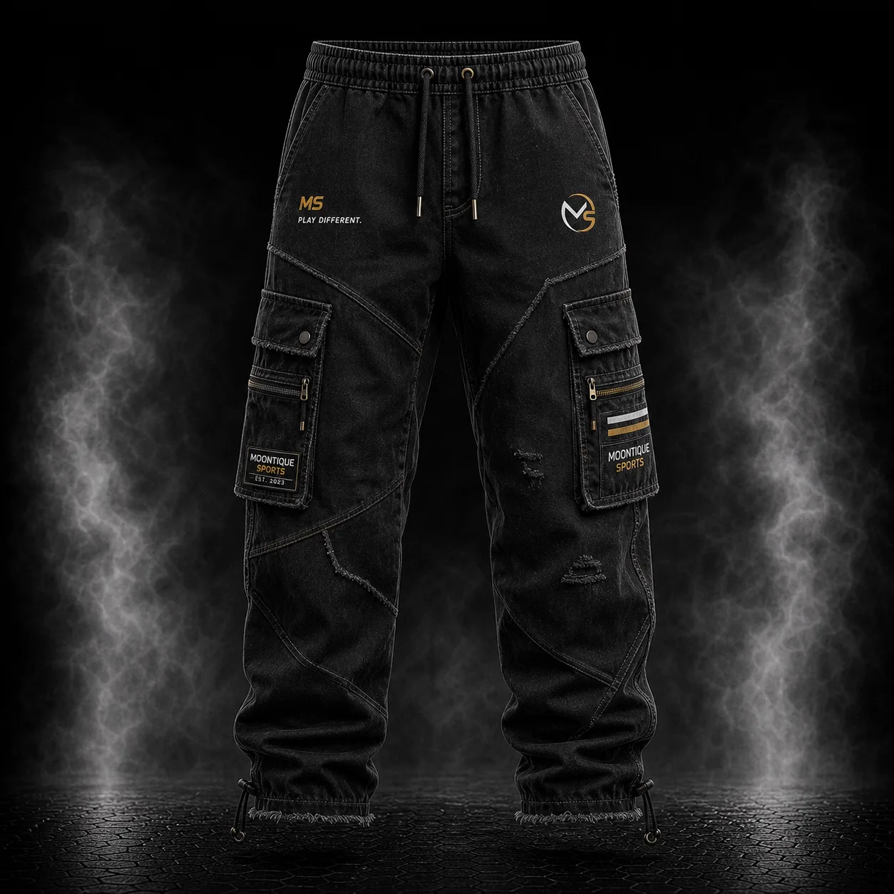 Distressed Edge Cargo Pants