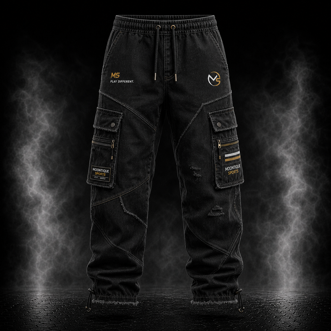 Distressed Edge Cargo Pants
